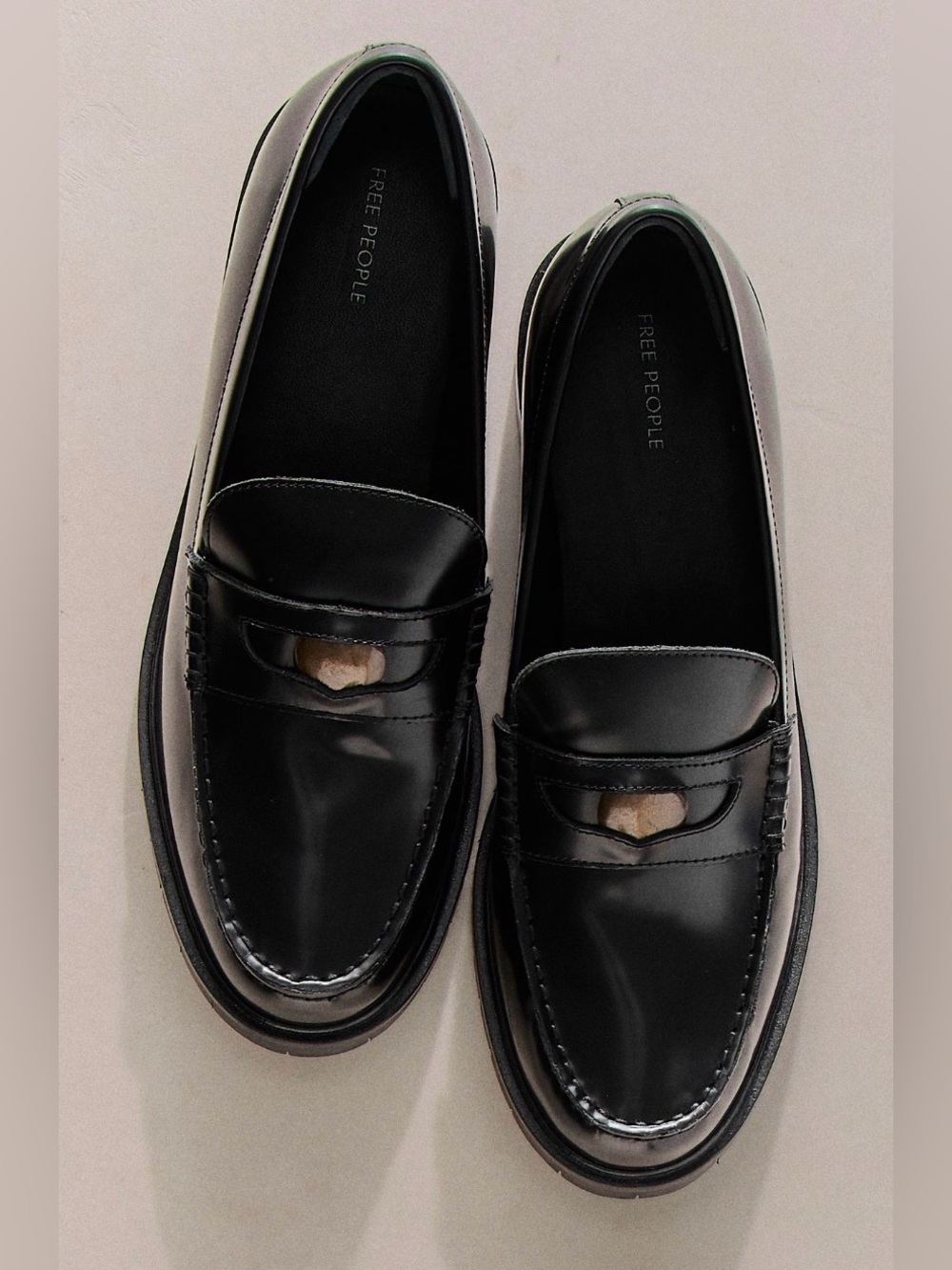 FREE PEOPLE LIV Patent Leather Penny Loafers. 
NWOT